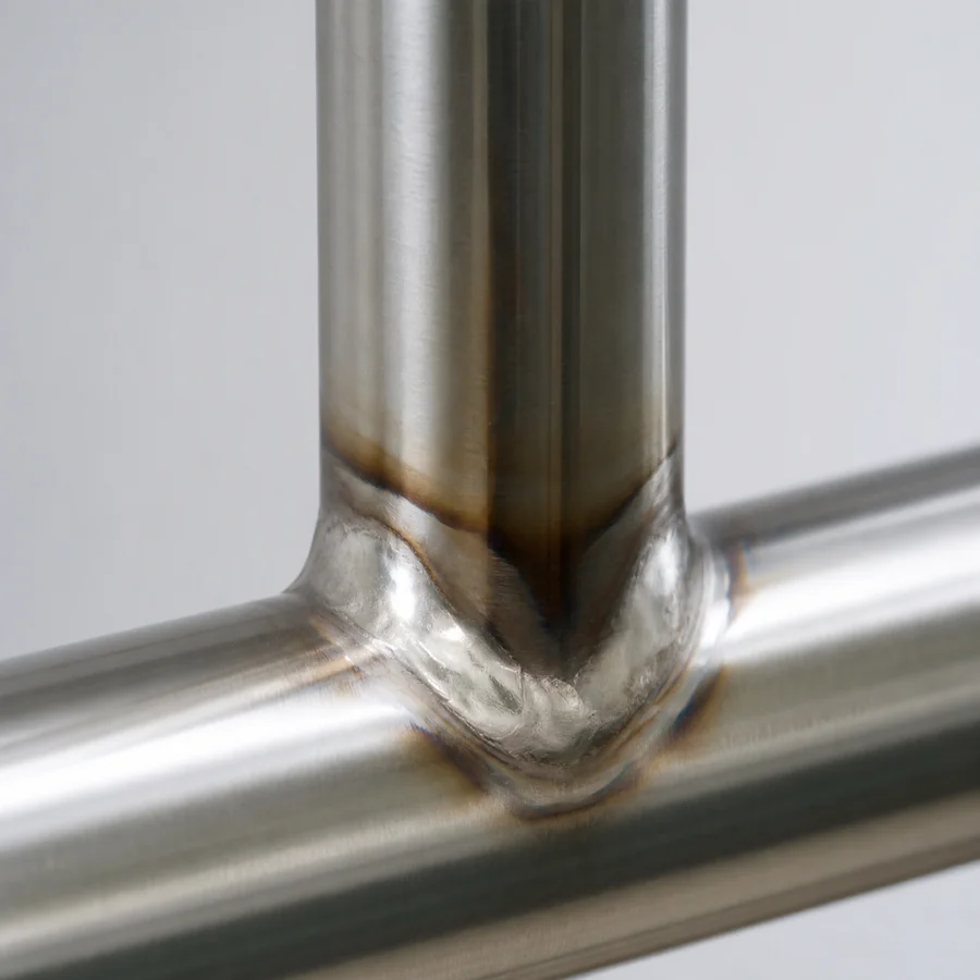 Clean silver solder joint on stainless steel pipe