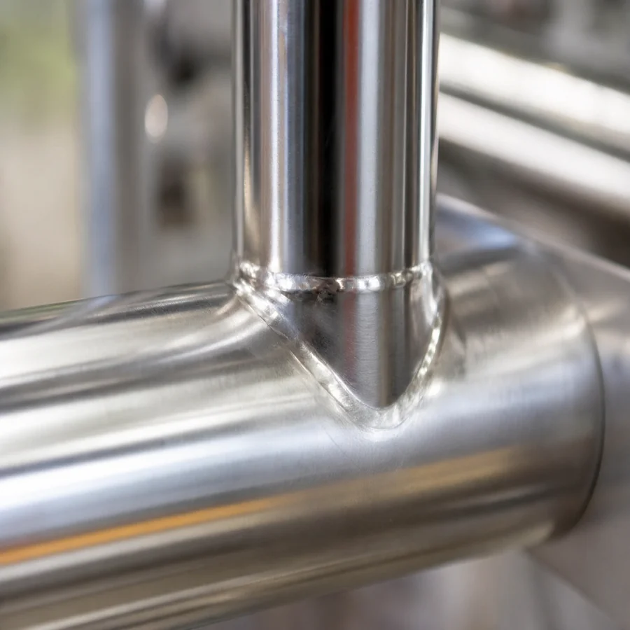 Food service stainless pipe with silver solder fillet
